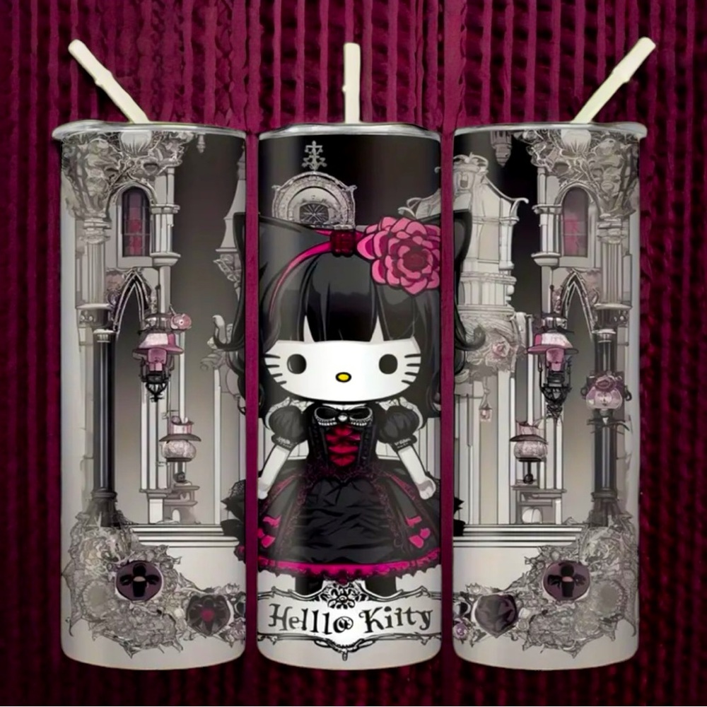 🆕 Hello Kitty Gothic Steampunk Anime Stainless Steel Tumbler 20 oz
